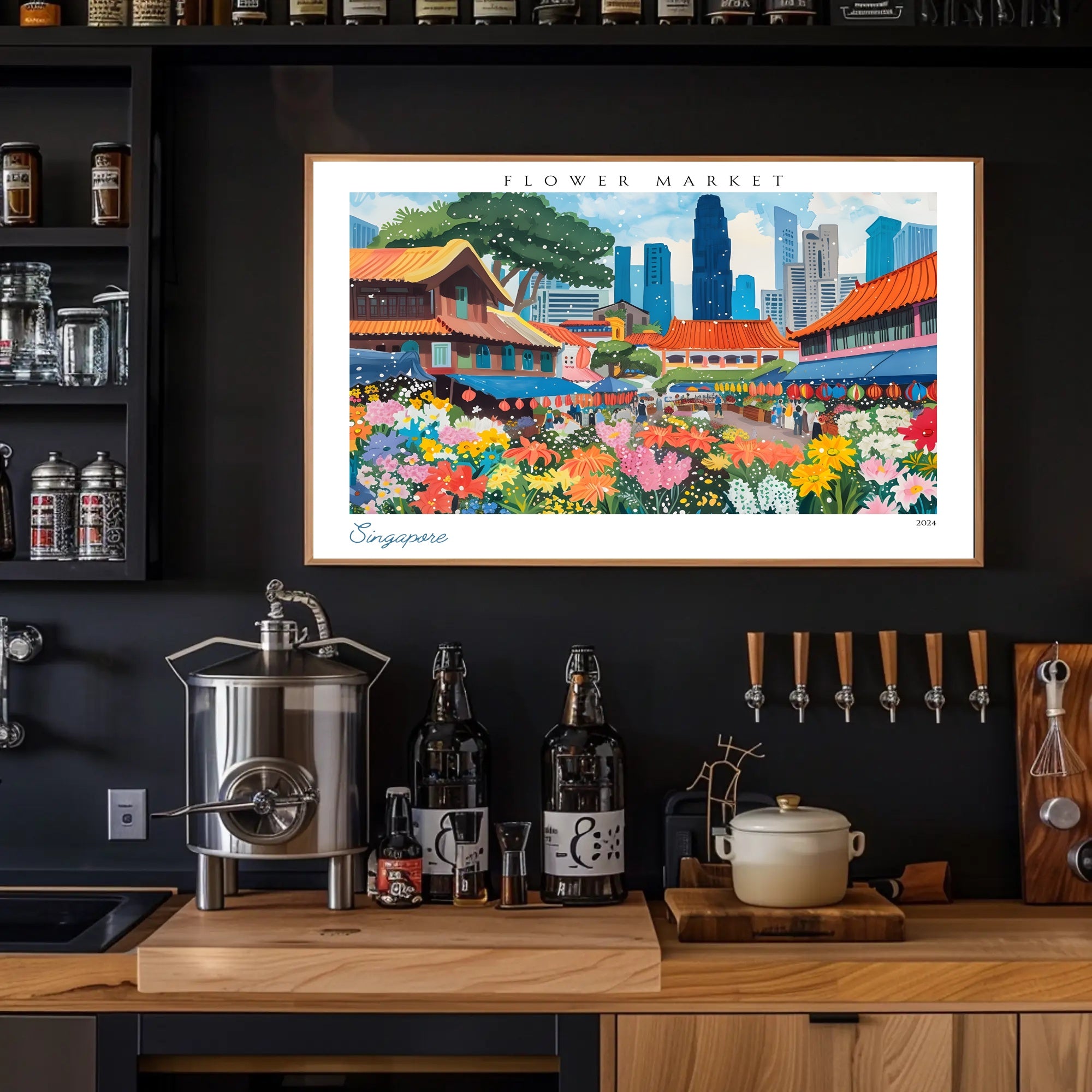 Flower Market in Singapore Poster PosterGoat