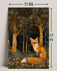 Whimsical Fox in Enchanted Forest Fantasy or Mythology Poster