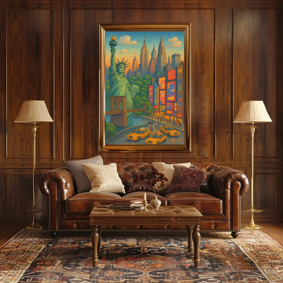 New York City Vibrant Skyline Poster Retro Wall Art