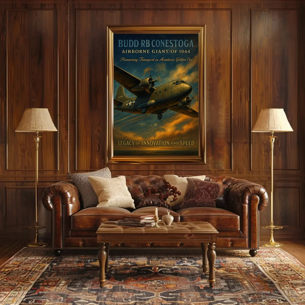 Budd RB Conestoga WWII Aircraft Vintage Poster PosterGoat
