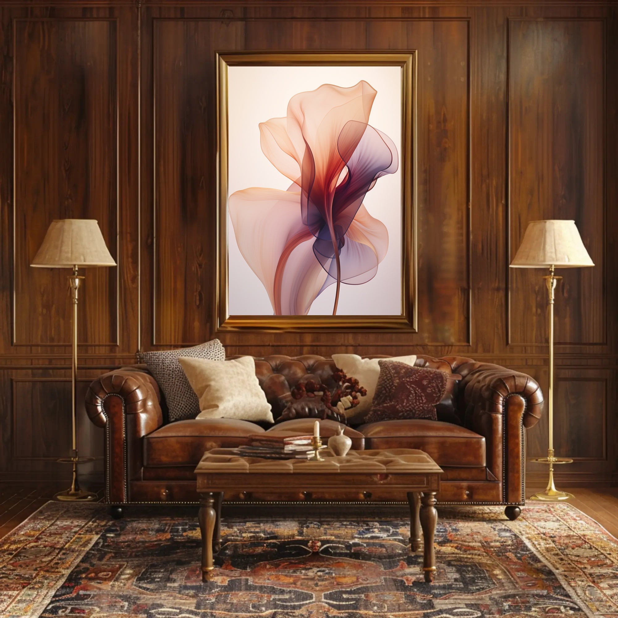Elegant Floral Abstract: Serene Pastel Art Poster
