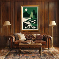 Acadia National Park Vintage Wanderlust Poster