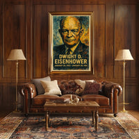 Eisenhower Presidential Portrait Historical Impressionism Vintage Ads Patriotic Collector Poster