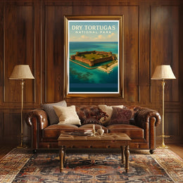 Dry Tortugas Travel Poster Vintage Coastline Print