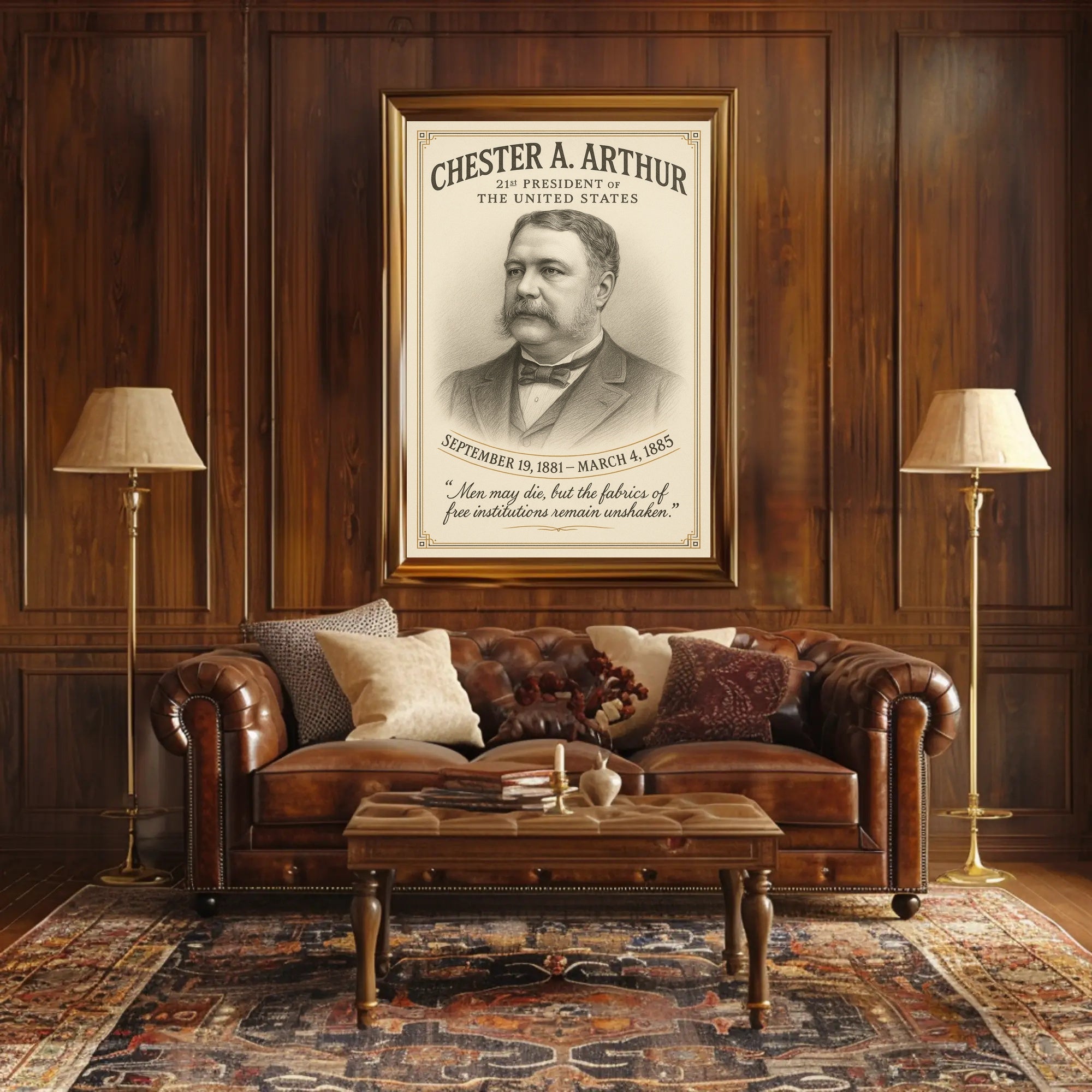 Chester A Arthur 21st President Sketch Poster Art Print PosterGoat