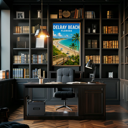 Delray Beach Florida Boardwalk Ocean Palms Travel Poster