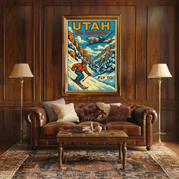 Fly to Utah Ski Resorts Poster