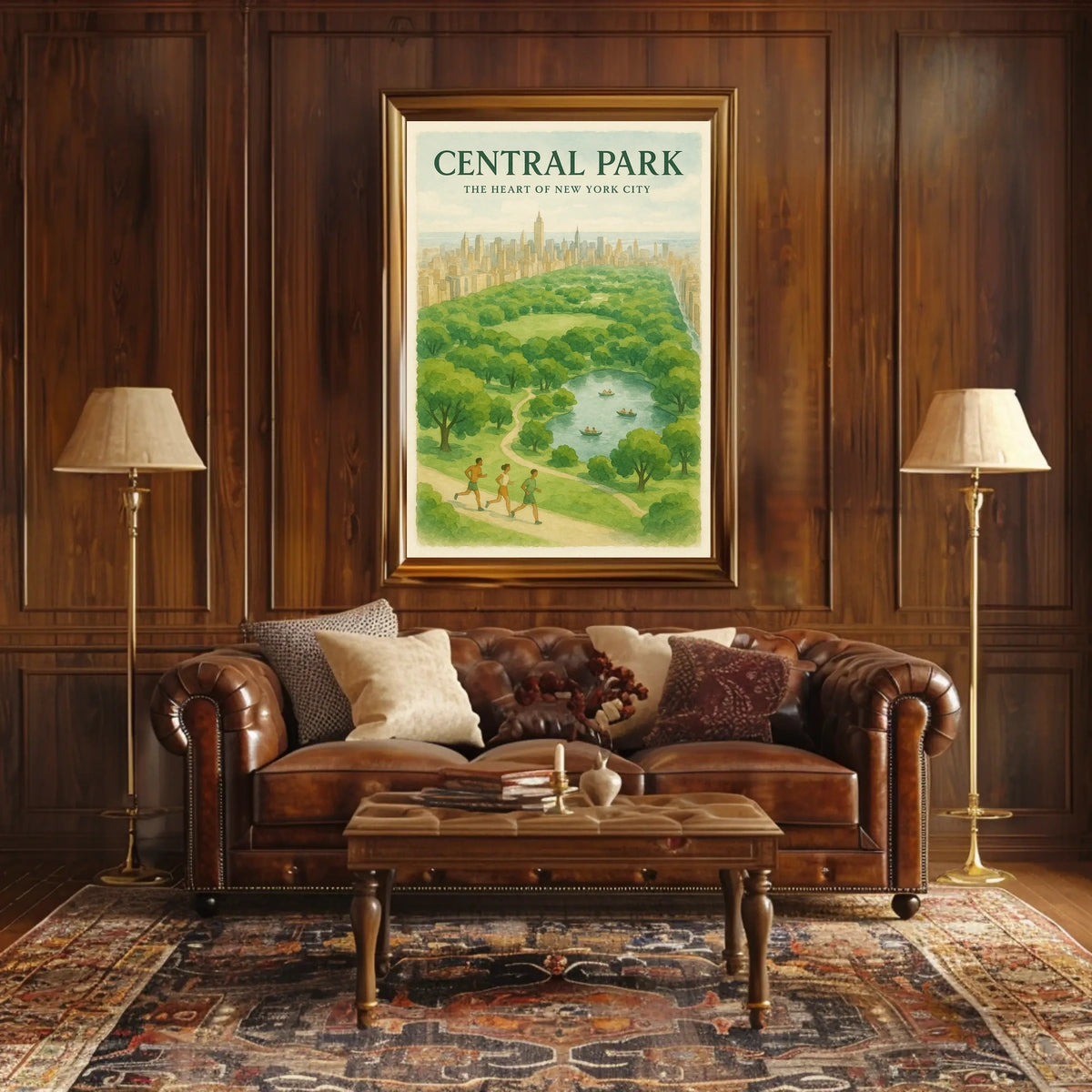 Central Park Harmony Cityscape Poster Vintage Wall Art