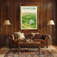 Central Park Harmony Cityscape Poster Vintage Wall Art