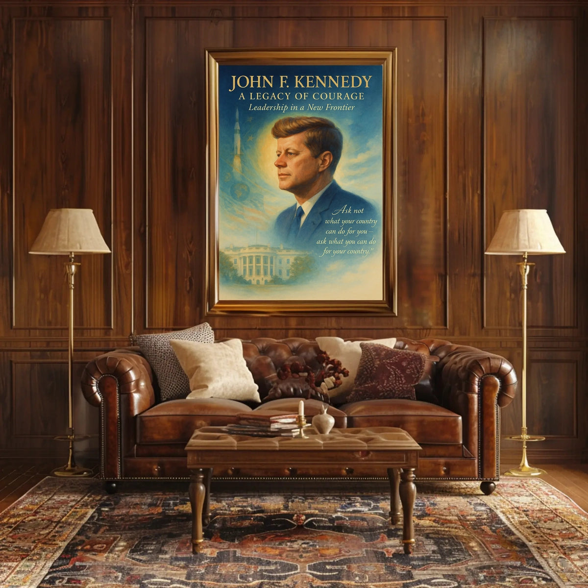 John F. Kennedy Inspirational Leadership Art Poster