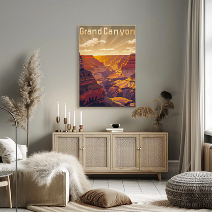 Grand Canyon National Park Sunset Vintage Travel Poster