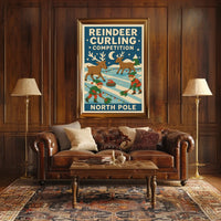 Reindeer Curling Competition Poster