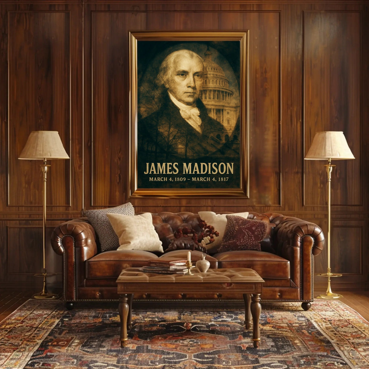James Madison 4th President of the United States Double Exposure Poster
