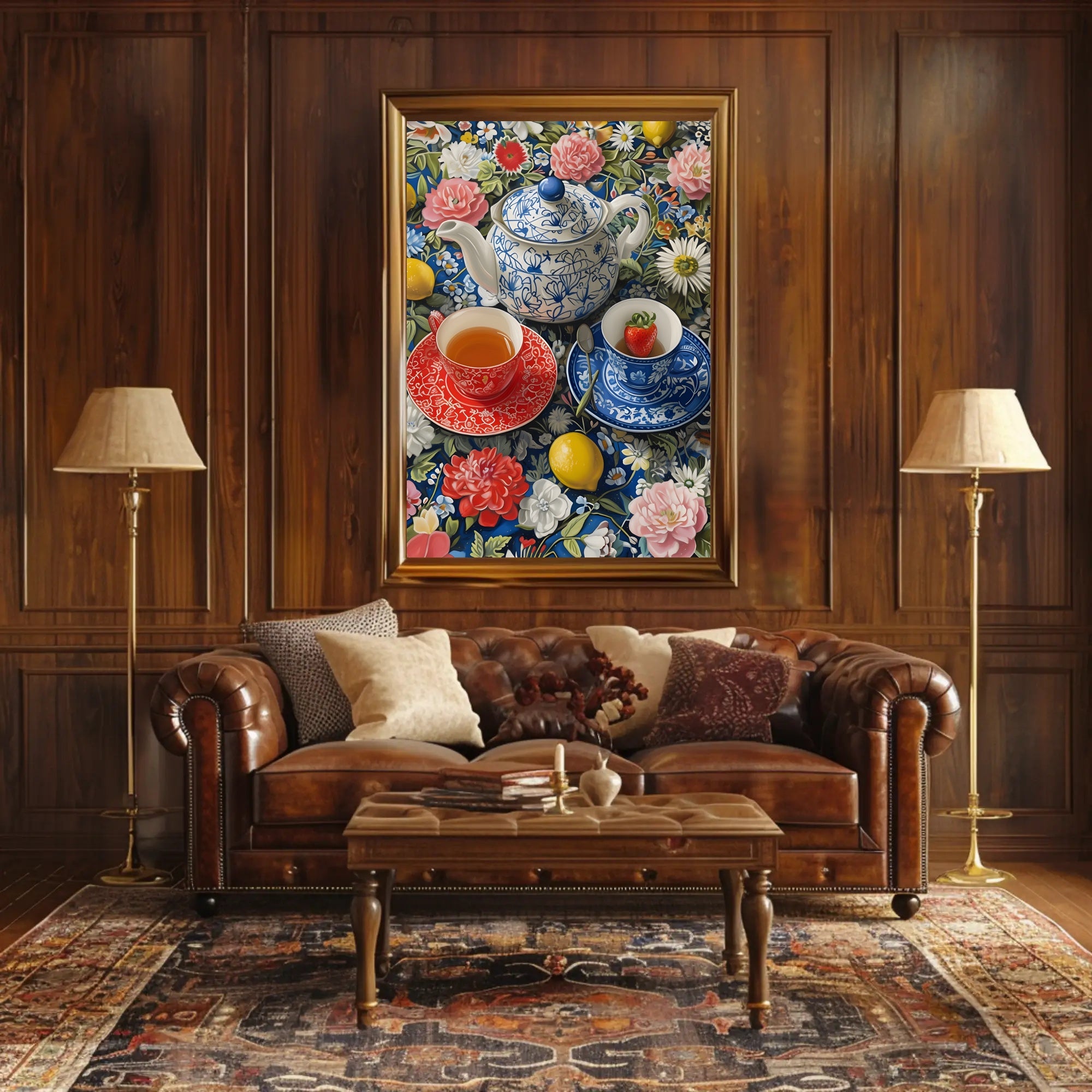 Vibrant Tea Scene Artistic Poster PosterGoat