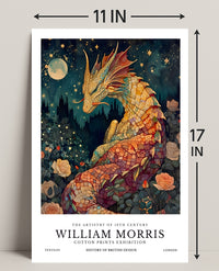 Artistic Dragon and Roses: 19th Century Heritage Poster