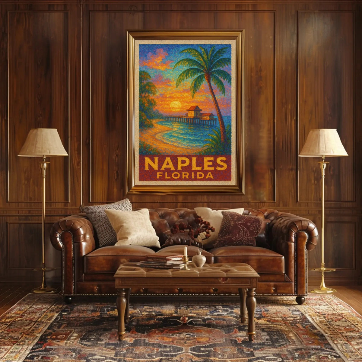 Naples Florida Sunset Poster Wall Art 18x24 Coastal Decor