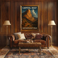 Capitol Reef Waterpocket Fold Scenic National Park Utah Desert Vista Wall Art Print Travel Decor Poster