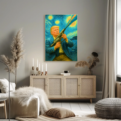 Trump Van Gough Starry Night Vintage Poster