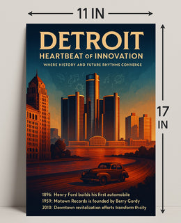 Detroit Heartbeat of Innovation Poster Art Print PosterGoat