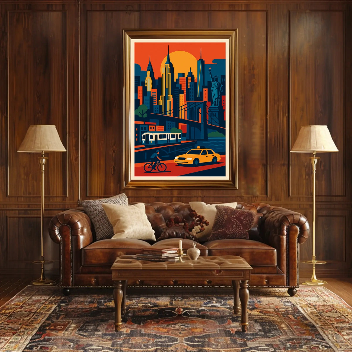 Urban Symphony Cityscape Poster Vibrant Sunset City Living