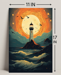 Lighthouse At Sunset Poster PosterGoat