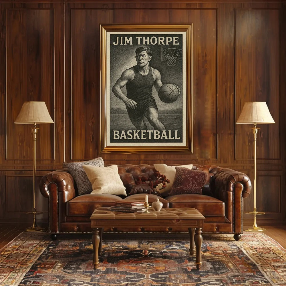 Jim Thorpe Basketball Heritage Art Poster