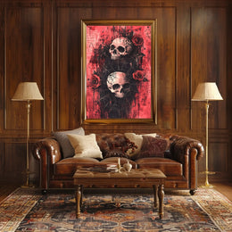 Dark Gothic Skulls with Roses Artistic or Pop Culture Poster