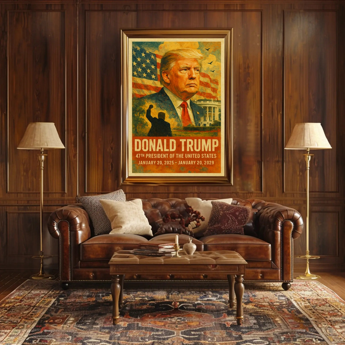 Donald Trump 47th President of the United States Layered Digital Collage Poster