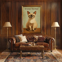 Oriental Shorthair Cat Digital Painting Vintage Poster