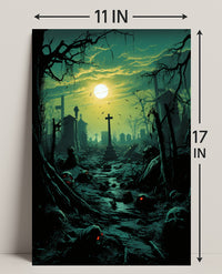Haunted Cemetery At Dusk Poster