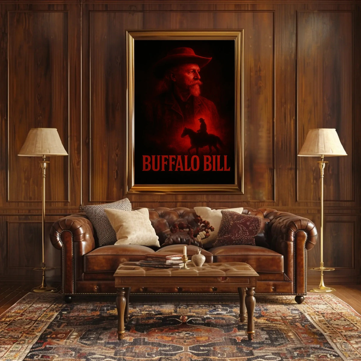 Buffalo Bill Portrayal on Vintage Cultural or Heritage Poster