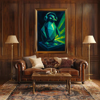 Geometric Penguin With Headphones Poster