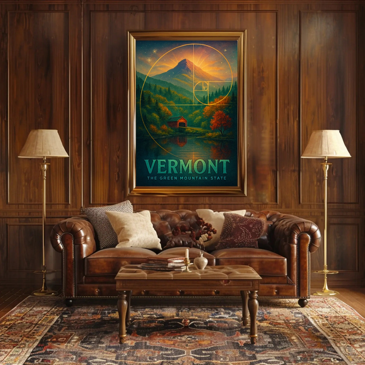 Vermont Landscape Mountain Forest Bridge Poster