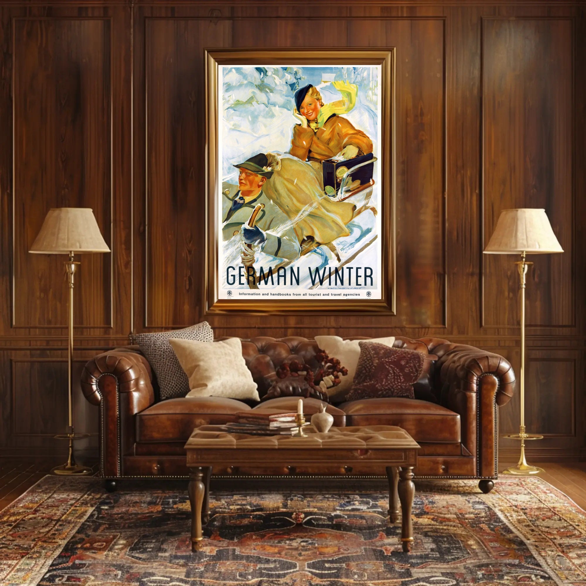 Winter Sleigh Ride Adventure Travel Poster PosterGoat