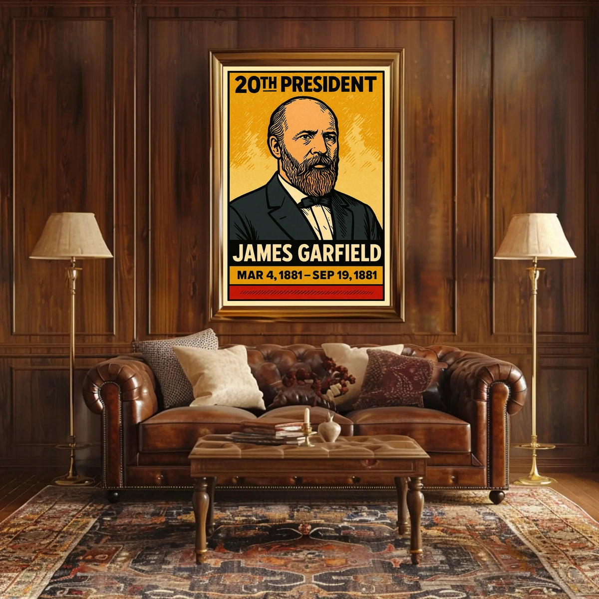 James A. Garfield 20th President of the United States Inked Comic Style Poster
