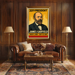 James A. Garfield 20th President of the United States Inked Comic Style Poster