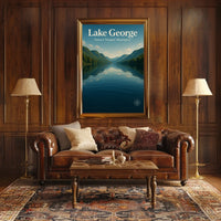 Lake George New York Scenic Poster Vintage Wall Art