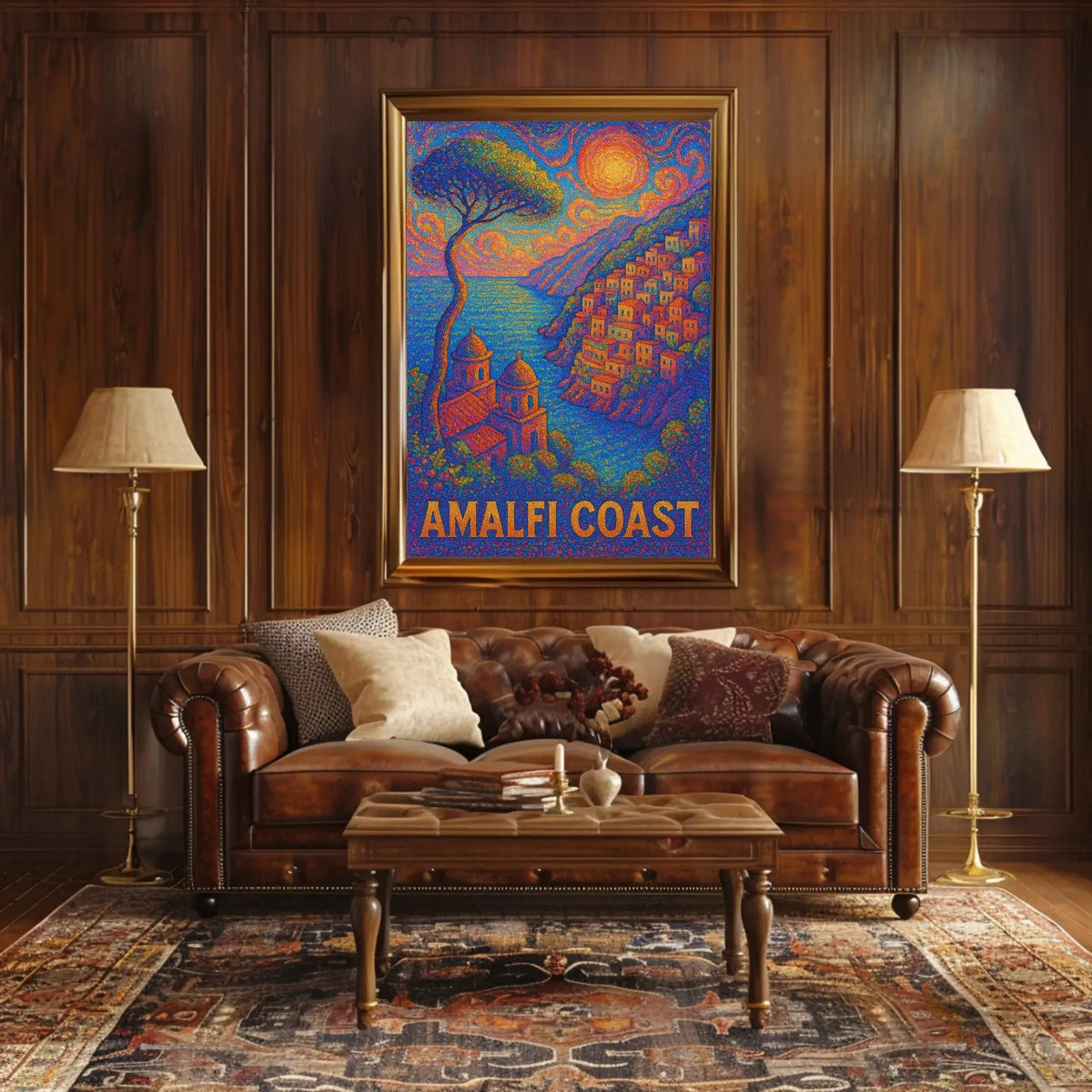 Amalfi Coast Poster Wall Art Coastal Scenic Print For Decor