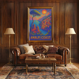 Amalfi Coast Poster Wall Art Coastal Scenic Print For Decor