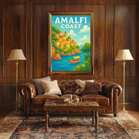 Amalfi Coast Poster Wall Art for Coastal Home Decor