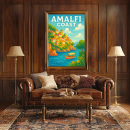 Amalfi Coast Poster Wall Art for Coastal Home Decor