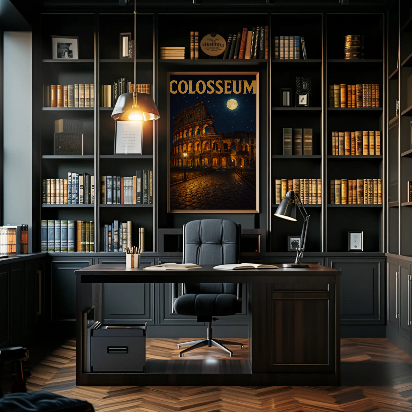 Colosseum Rome Moonlit Night Travel Poster