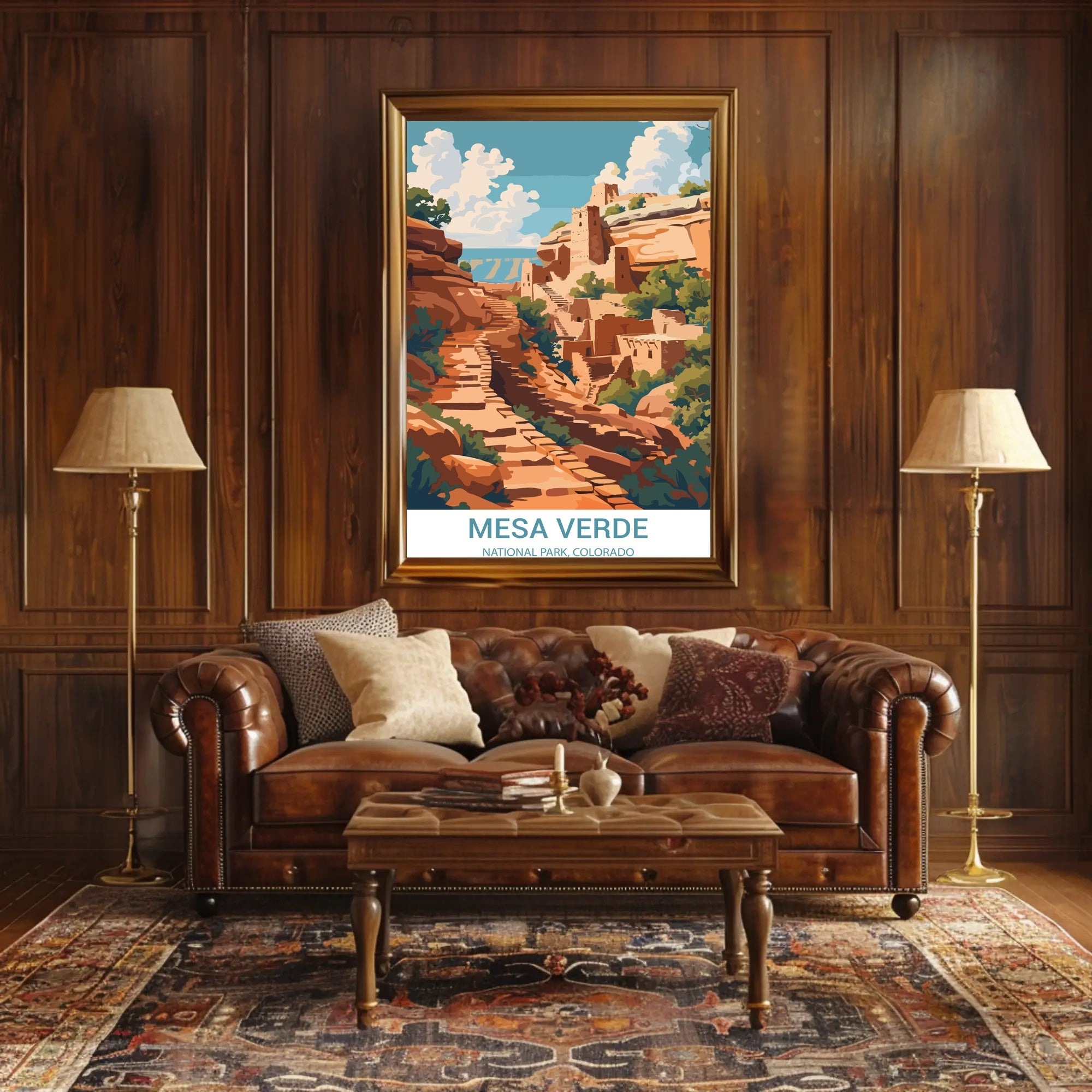 Mesa Verde National Park Vintage Illustration Poster