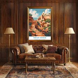 Mesa Verde National Park Vintage Illustration Poster