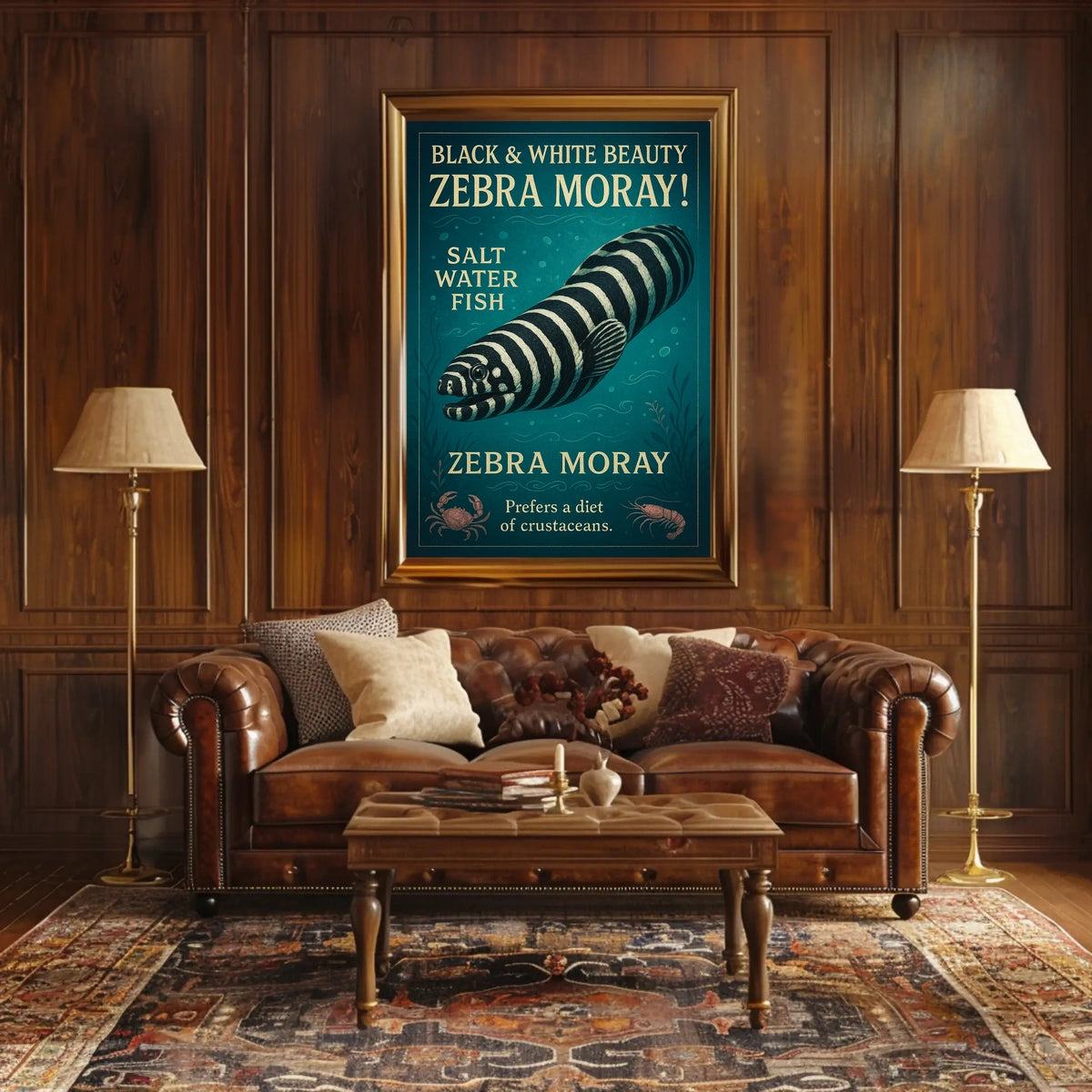 Zebra Moray Vintage Art Animal Poster