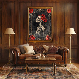 Gothic Floral Skeleton Art Print Pop Culture Poster