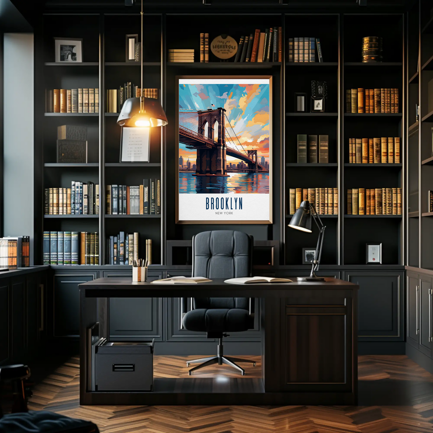Brooklyn Bridge New York City Travel Sunset Poster