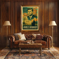 John F. Kennedy 35th President of the United States Layered Digital Collage Poster