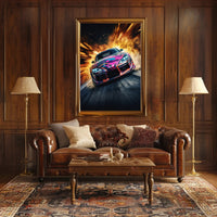 Speed and Power Multicolored Sports Car Poster