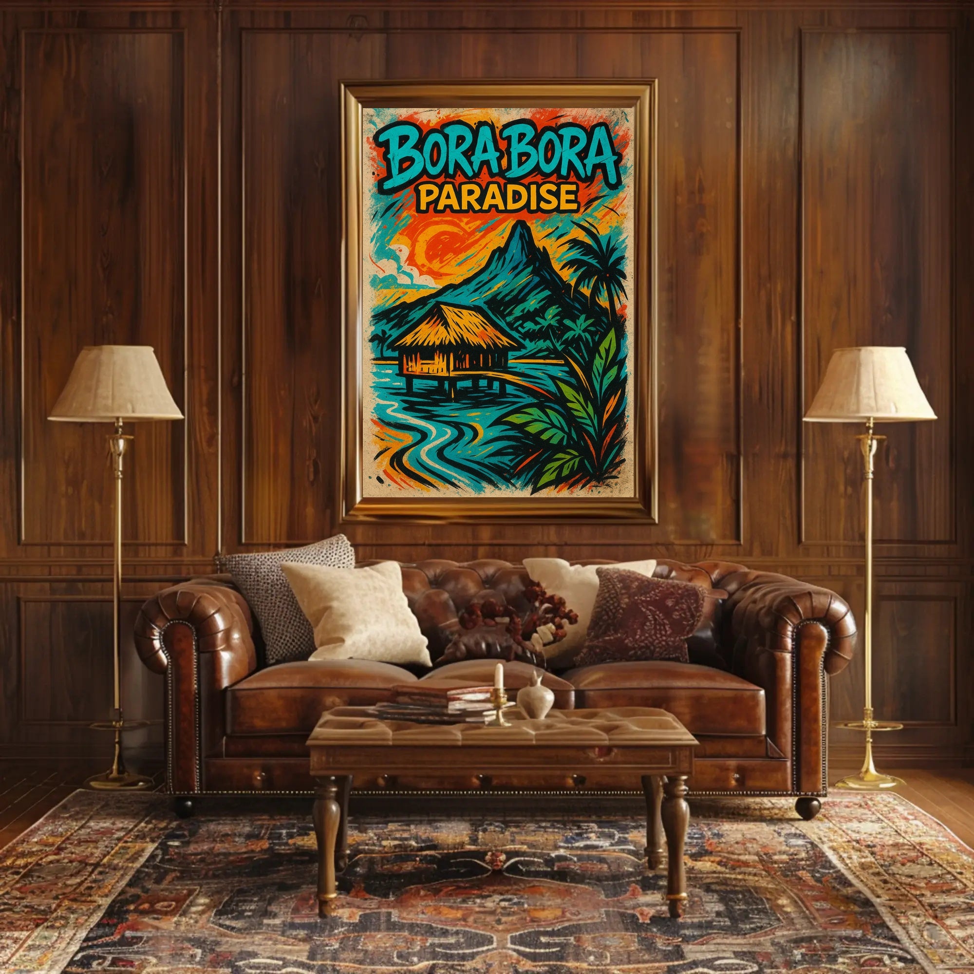 Tropical Bora Bora Vintage Travel Poster PosterGoat